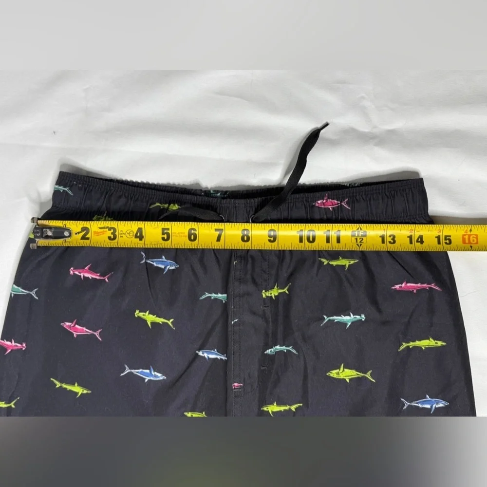 Hurley Boy's Black Swim Trunks Sz:XL Shark Theme Back Pocket
